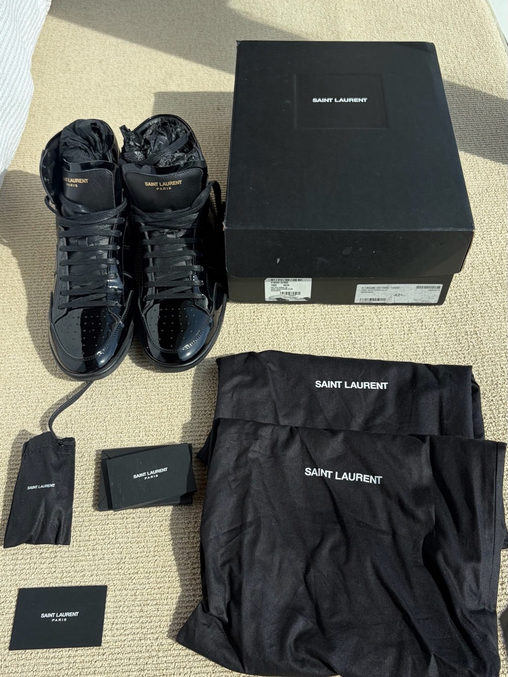 Saint Laurent SL/10H Black Patent Leather High-Top Sneakers (EU 42) - Picture 2 of 10